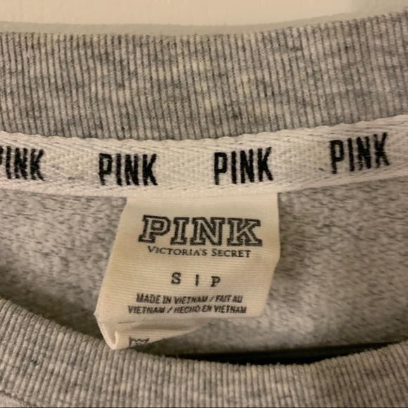 PINK Gray Crew Neck Sweatshirt Size S - Picture 4 of 4